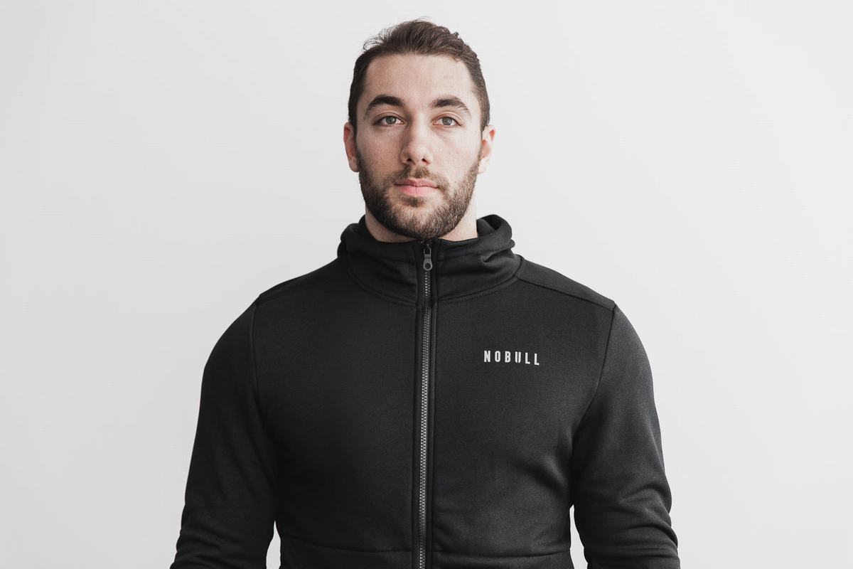 Nobull Performance Zip-up Men's Hoodie Black | Australia (EJ4015)